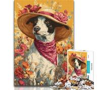 1000 Pieces Jigsaw Puzzle for Adults& Teens Cowgirl Dogs in Wildflowers Teenager Puzzles,Learning Educational Toys Family Games Unique Birthday And Gifts 38x26cm