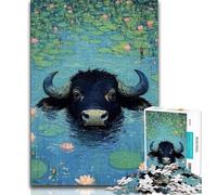 1000 Pieces Jigsaw Puzzle For Adults Teens Cows in The Pond Adult Jigsaw,Family Activity Fun at Home Activities, Birthday Present,Travel Gifts (size 75x50cm)