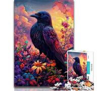 1000 Pieces Jigsaw Puzzle For Adults Teens Crows And Flowers,Family Game Stress Reliever Difficult Challenge Suitable for Couples 75x50cm