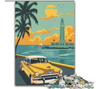 1000 Pieces Jigsaw Puzzle For Adults Teens Cuba Travel Poster,Decompressing Intellectual Educational Toy Is Ideal As Gifts for The Whole Family 38x26cm