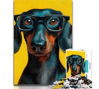 1000 Pieces Jigsaw Puzzle For Adults Teens Dachshund Wearing Glasses Adult Puzzles,with Matching Poster And Trivia Sheet for And Age 14 Years Up (size 38x26cm)
