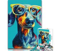 1000 Pieces Jigsaw Puzzle For Adults Teens Dachshund Wearing Glasses Teenager Puzzles,Educational Toy Funny Family Games Unique Home Decor 50x75cm