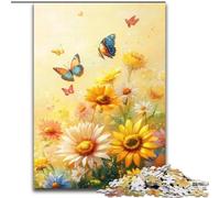 1000 Pieces Jigsaw Puzzle for Adults& Teens Daisies And Butterflies, for Educational Game Challenge Toy Enhance Memory for Age 14 (Size 26x38cm)