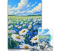 1000 Pieces Jigsaw Puzzle For Adults Teens Daisy Field,Decompressing Intellectual Educational Toy Is Ideal As Gifts for The Whole Family 38x26cm
