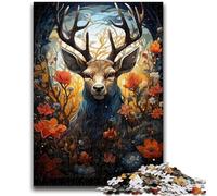 1000 Pieces Jigsaw Puzzle For Adults Teens Deer in The Flowers Puzzles for Adults,Relax Games Is Ideal As A Gift for The Whole Family (38x26cm)