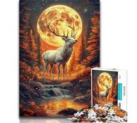 1000 Pieces Jigsaw Puzzle for Adults& Teens Deer Under The Full Moon,Educational Games Home Decoration Is Ideal As A Gift for The Whole Family 50x75cm