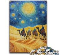 1000 Pieces Jigsaw Puzzle For Adults Teens Desert Caravan with Camels Stress Reliever Difficult Challenge Is Ideal As Gifts for The Whole Family 26x38cm
