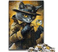 1000 Pieces Jigsaw Puzzle For Adults Teens Detective Cat for Age 14+ Challenging To Complete But Fun And Humorous Great Gifts And Toys 38x26cm