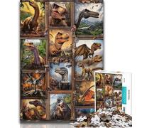 1000 Pieces Jigsaw Puzzle for Adults& Teens Dinosaur Collage 1000 Piece Puzzle,with Matching Poster And Trivia Sheet for Ages 14+ 26x38cm