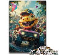 1000 Pieces Jigsaw Puzzle for Adults& Teens Dinosaur Driving A Car Puzzles for Teenagers,Secret Santa Gifts for Age 14 Years Up (50x75cm)