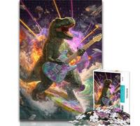 1000 Pieces Jigsaw Puzzle For Adults Teens Dinosaur Playing Guitar Puzzles for Adults,Relax Games Is Ideal As A Gift for The Whole Family 50x75cm