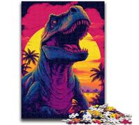 1000 Pieces Jigsaw Puzzle for Adults& Teens Dinosaur T Rex Sunset Dino Educational Stress Relief Toy Parent-child Interaction for And Age 14 26x38cm