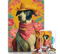 1000 Pieces Jigsaw Puzzle for Adults& Teens Dog Cowgirl Art,Challenging To Complete But Fun And Humorous Unique Birthday And Gifts (38x26cm)