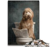 1000 Pieces Jigsaw Puzzle for Adults& Teens Dog on The Toilet Stress Reliever Difficult Challenge Enhance Love between Couples 50x75cm