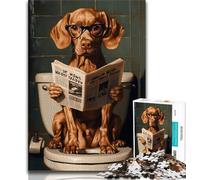 1000 Pieces Jigsaw Puzzle For Adults Teens Dog Sitting on The Toilet,Learning Educational Toys Family Games Unique Birthday And Gifts (75x50cm)