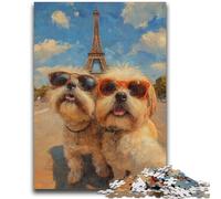 1000 Pieces Jigsaw Puzzle for Adults& Teens Dog Taking Selfie Stress Reliever Difficult Challenge Deal As Gifts for The Whole Family 26x38cm