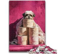1000 Pieces Jigsaw Puzzle for Adults& Teens Dogs And Toilet Paper Stress Reliever Difficult Challenge Enhance Love between Couples 38x26cm