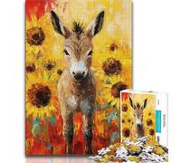 1000 Pieces Jigsaw Puzzle for Adults& Teens Donkey And Sunflower Jigsaw,Educational Games Home Decoration Suitable for Desktop Decoration 26x38cm