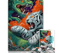 1000 Pieces Jigsaw Puzzle for Adults& Teens Dragon Tiger Fight Teenager Puzzles,Educational Games Home Decoration Suitable for Desktop Decoration (size 38x26cm)