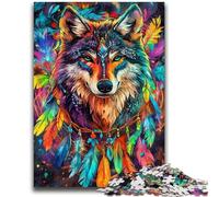 1000 Pieces Jigsaw Puzzle For Adults Teens Dream Catcher Wolf for And from 14 Years And over Hands-on Game Christmas Game Gifts 26x38cm