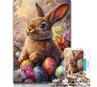 1000 Pieces Jigsaw Puzzle for Adults& Teens Easter Bunny 1000 Piece Puzzle,with Matching Poster And Trivia Sheet for Ages 14+ 26x38cm