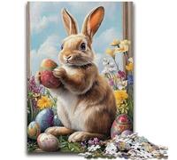 1000 Pieces Jigsaw Puzzle For Adults Teens Easter Bunny Rabbit Jigsaw,with Matching Poster And Trivia Sheet for And Age 14 Years Up (38x26cm)