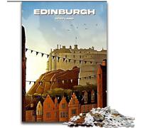 1000 Pieces Jigsaw Puzzle for Adults& Teens Edinburgh Travel Art,Help The Brain Exercise Addictive Toys to Cultivate Patience Perfect Decoration 38x26cm