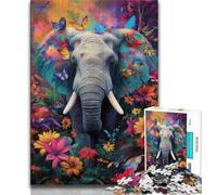 1000 Pieces Jigsaw Puzzle for Adults& Teens Elephant Oil Painting,Challenging To Complete But Fun And Humorous Birthday Present,Gifts,Wall Art 38x26cm