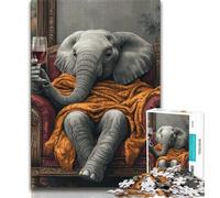 1000 Pieces Jigsaw Puzzle for Adults& Teens Elephant on The Sofa Adult Puzzles,Family Game Stress Reliever Difficult Challenge Suitable for Couples 38x26cm