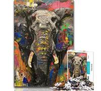 1000 Pieces Jigsaw Puzzle For Adults Teens Elephant Watercolor Teenager Jigsaw,Classic Educational Games Beautiful Decoration 38x26cm