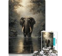 1000 Pieces Jigsaw Puzzle For Adults Teens Elephants in The Forest,Toys Educational Games Stress Relieving Parent-child Interaction 75x50cm