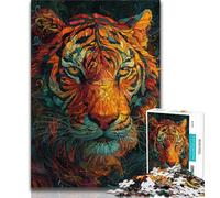 1000 Pieces Jigsaw Puzzle For Adults Teens Evil Tiger,Stress Reliever Difficult Challenge Every Piece Is Unique - Challenging Family Fun Game 38x26cm