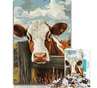 1000 Pieces Jigsaw Puzzle for Adults& Teens Farm Cows Teenager Puzzles,Family Entertainment Toys with Matching Poster And Trivia Sheet (size 75x50cm)