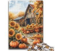 1000 Pieces Jigsaw Puzzle For Adults Teens Farm Pumpkin Sunflower Challenging To Complete But Fun And Humorous Unique Home Decor And Gifts 26x38cm
