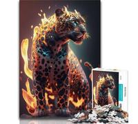 1000 Pieces Jigsaw Puzzle For Adults Teens Fire Flames Fantasy Jaguar Jigsaw,is Ideal As Gifts for The Whole Family Suitable for And 14 (size 38x26cm)