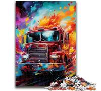 1000 Pieces Jigsaw Puzzle for Adults& Teens Fire Truck 1000 Piece Jigsaw,Fun Activity for Home, Rainy Days Toys, Birthday Gifts (50x75cm)