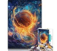 1000 Pieces Jigsaw Puzzle for Adults& Teens Flame Basketball,Stress Reliever Staycation Kill Time Parent-child Interaction 75x50cm