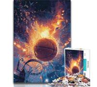 1000 Pieces Jigsaw Puzzle for Adults& Teens Flame Basketball Teenager Jigsaw,Suitable for Desktop Decoration for And Age 14 (size 38x26cm)