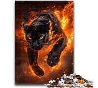 1000 Pieces Jigsaw Puzzle For Adults Teens Flame Black Panther Puzzles for Teenagers,Educational Games Home Decoration Unique Home Decor And Gifts (50x75cm)