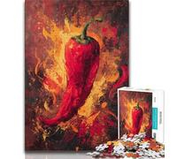 1000 Pieces Jigsaw Puzzle For Adults Teens Flame Chili,Family Game Stress Reliever Difficult Challenge Enhance Love between Couples 75x50cm