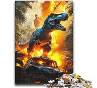1000 Pieces Jigsaw Puzzle for Adults& Teens Flame Dinosaur 1000 Pieces for Adults,Wishlist with Santa Claus for And Age 14 (38x26cm)