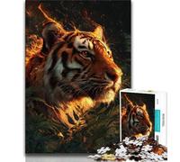 1000 Pieces Jigsaw Puzzle for Adults& Teens Flame Tiger 1000 Pieces for Adults,Birthday Present, Gifts, Wall Art for Age 14 Years Up (size 75x50cm)