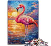 1000 Pieces Jigsaw Puzzle for Adults& Teens Flamingo by Water Sunset Help The Brain Exercise Addictive Toys to Cultivate Patience Gift For Birthdays 26x38cm