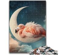 1000 Pieces Jigsaw Puzzle For Adults Teens Flamingo on The Moon Learning Educational Toys Fun at Home Activities, Birthday Present,Travel Gifts 38x26cm