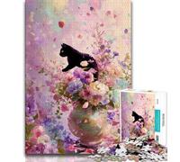 1000 Pieces Jigsaw Puzzle for Adults& Teens Floral Art Cat,Educational Games Home Decoration for Is Ideal As A Gift for The Whole Family (75x50cm)