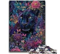 1000 Pieces Jigsaw Puzzle for Adults& Teens Floral Black Panther Puzzles for Teenagers,Vibrant And Unique Design Relaxing & Challenging Puzzle Experience (75x50cm)