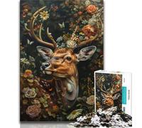 1000 Pieces Jigsaw Puzzle for Adults& Teens Floral Deer Puzzles for Adults,for Challenging Toy Game And Family Play (size 75x50cm)