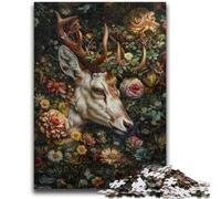 1000 Pieces Jigsaw Puzzle for Adults& Teens Floral Deer Teenager Puzzles,Learning Educational Toys Family Games Unique Birthday And Gifts (50x75cm)