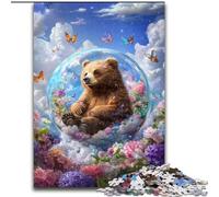 1000 Pieces Jigsaw Puzzle for Adults& Teens Flower Brown Bear, for Educational Game Challenge Toy Unique Home Decor And Gifts (Size 50x75cm)