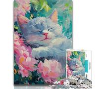 1000 Pieces Jigsaw Puzzle For Adults Teens Flower Cat,Educational Games Home Decoration Unique Home Decor And Gifts 50x75cm